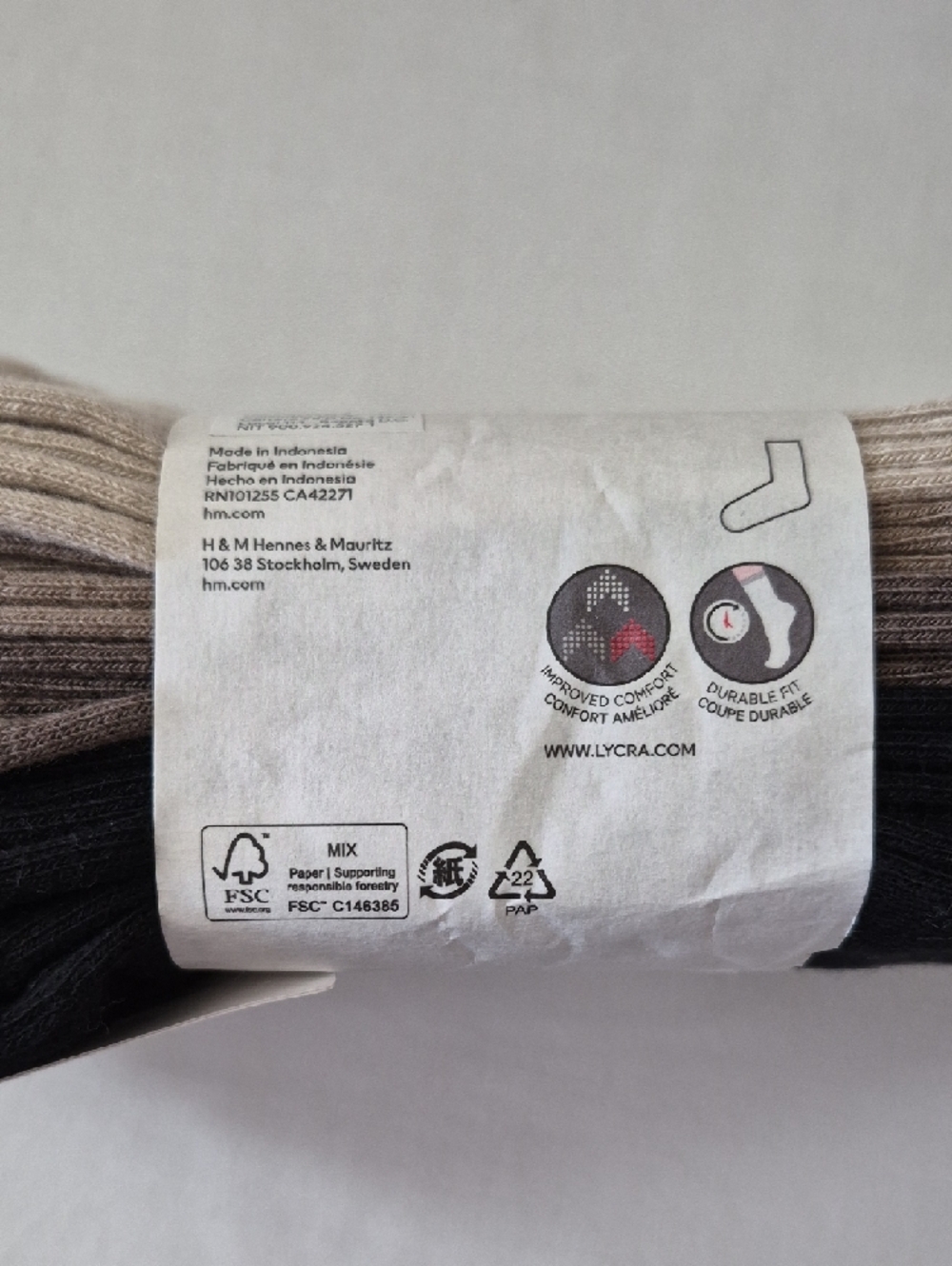 H&M Black and Brown Casual Crew Socks 5 Pack US 9-12 - Picture 2 of 8